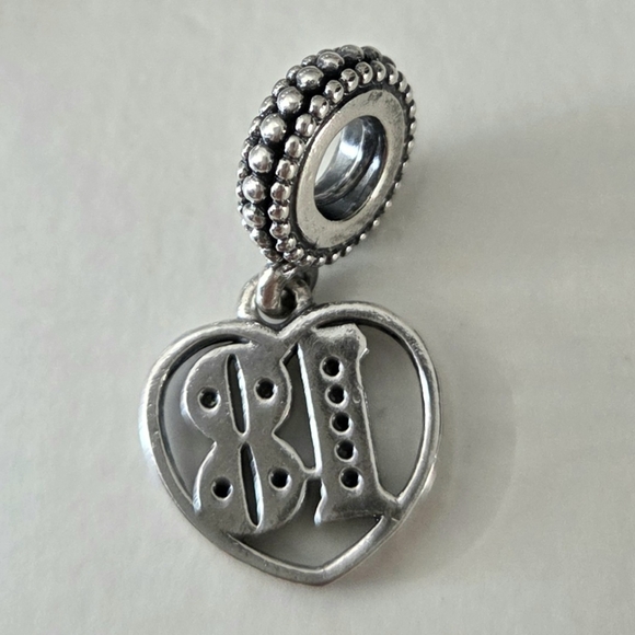Pandora Jewelry - PANDORA CHARM DANGLE NUMBER 18 HEART CLEAR CZ STONED